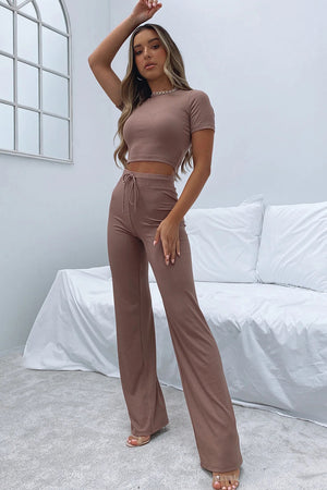 Round Neck Short Sleeve Top and Pants Set-Teresa's Fashionista LLC