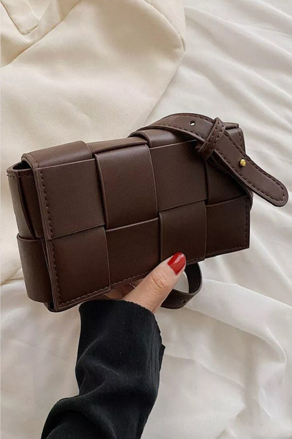 Zenana Vegan Leather Woven Crossbody Bag-Teresa's Fashionista LLC