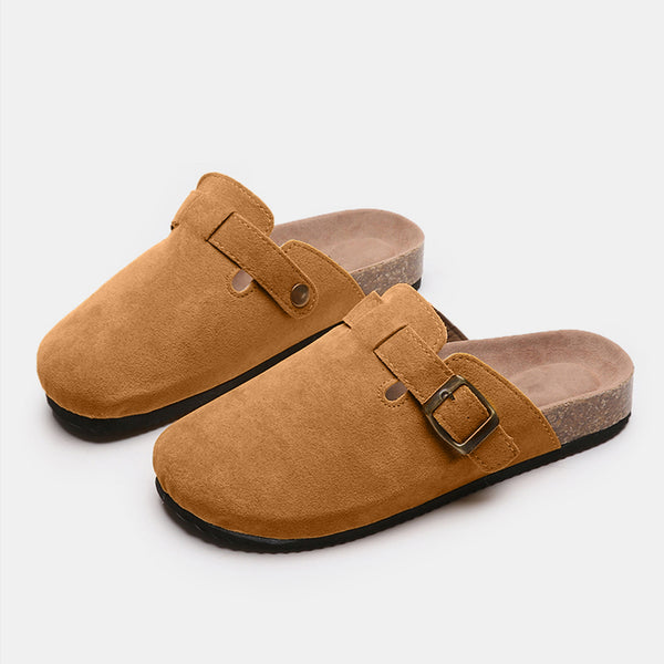Suede Closed Toe Buckle Slide-Teresa's Fashionista LLC