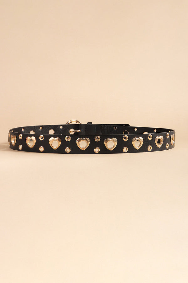 Heart Shape Alloy Detail PU Leather Belt-Teresa's Fashionista LLC
