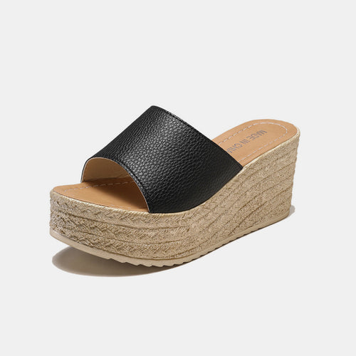 PU Leather Open Toe Sandals-Teresa's Fashionista LLC