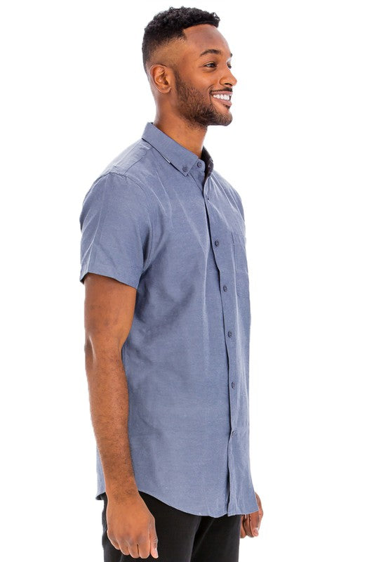 Weiv Men's Casual Short Sleeve Solid Shirts-Teresa's Fashionista LLC