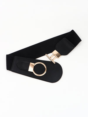PU Elastic Wide Belt with Alloy Buckle-Teresa's Fashionista LLC