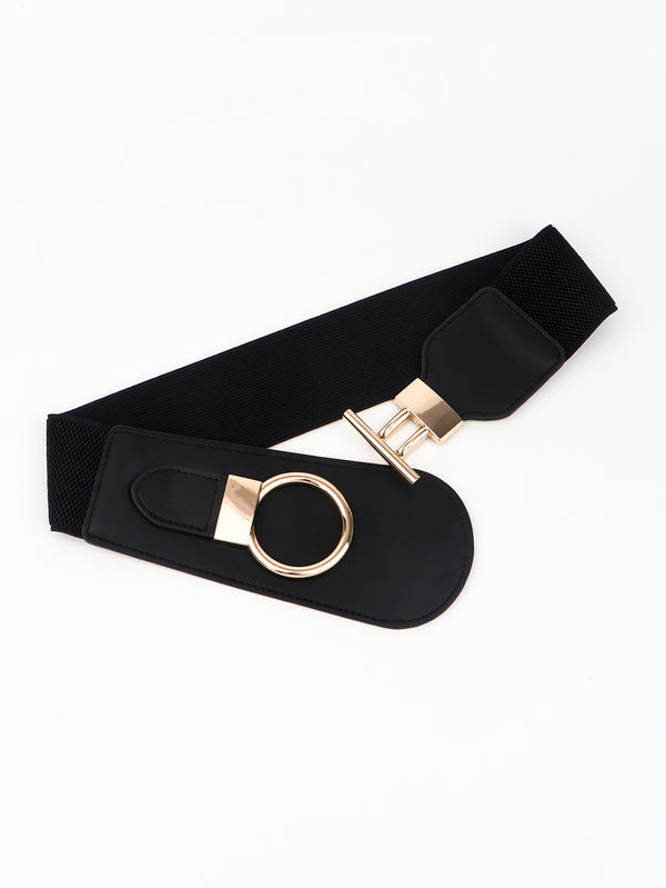PU Elastic Wide Belt with Alloy Buckle-Teresa's Fashionista LLC