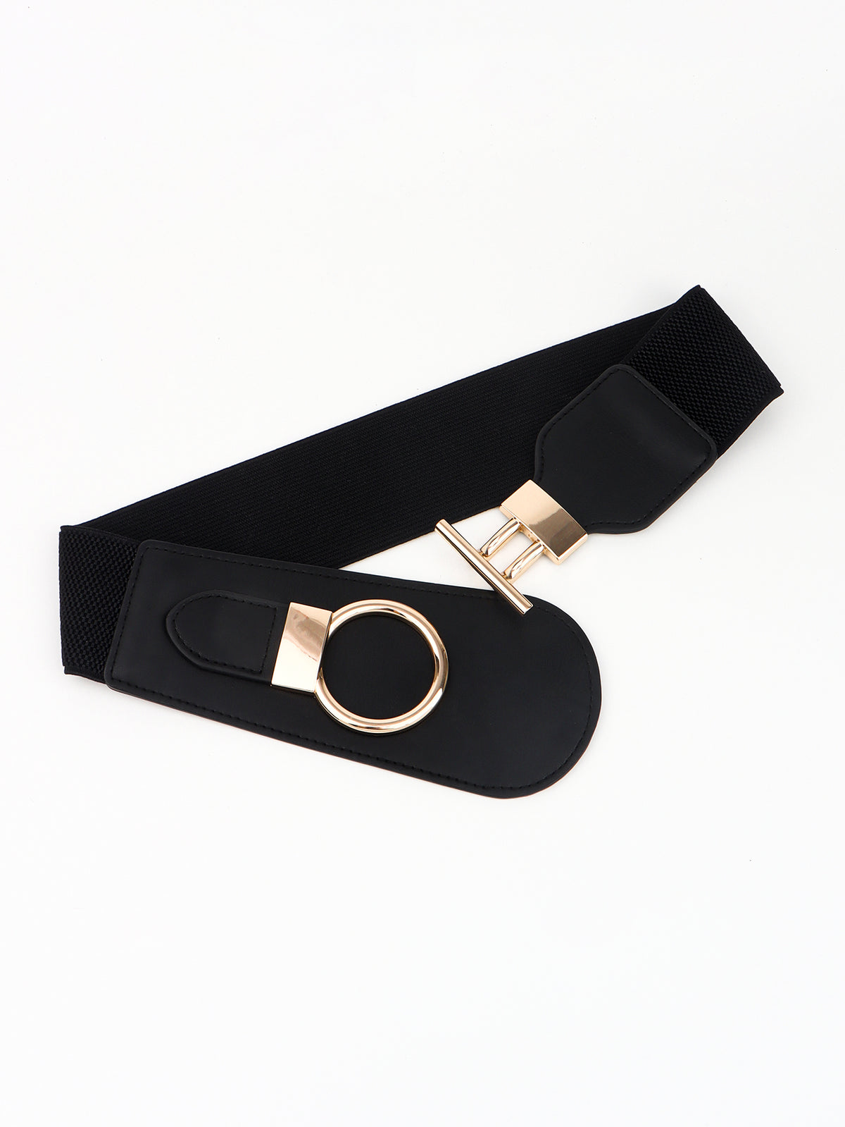 PU Elastic Wide Belt with Alloy Buckle-Teresa&#39;s Fashionista LLC