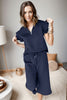Ruffled Quarter Zip Top and Drawstring Pants Set-Teresa's Fashionista LLC