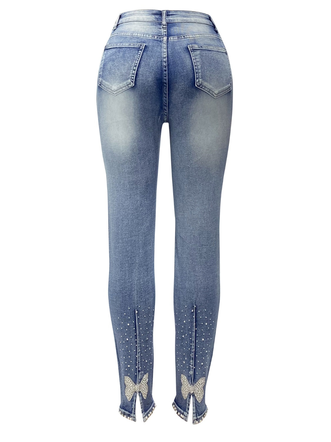 Rhinestone Skinny Jeans with Pockets - Teresa's Fashionista LLC