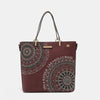 Nicole Lee USA Metallic Stitching Embroidery Inlaid Rhinestone Tote Bag-Teresa's Fashionista LLC