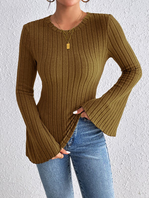Round Neck Flare Sleeve T-Shirt-Teresa's Fashionista LLC