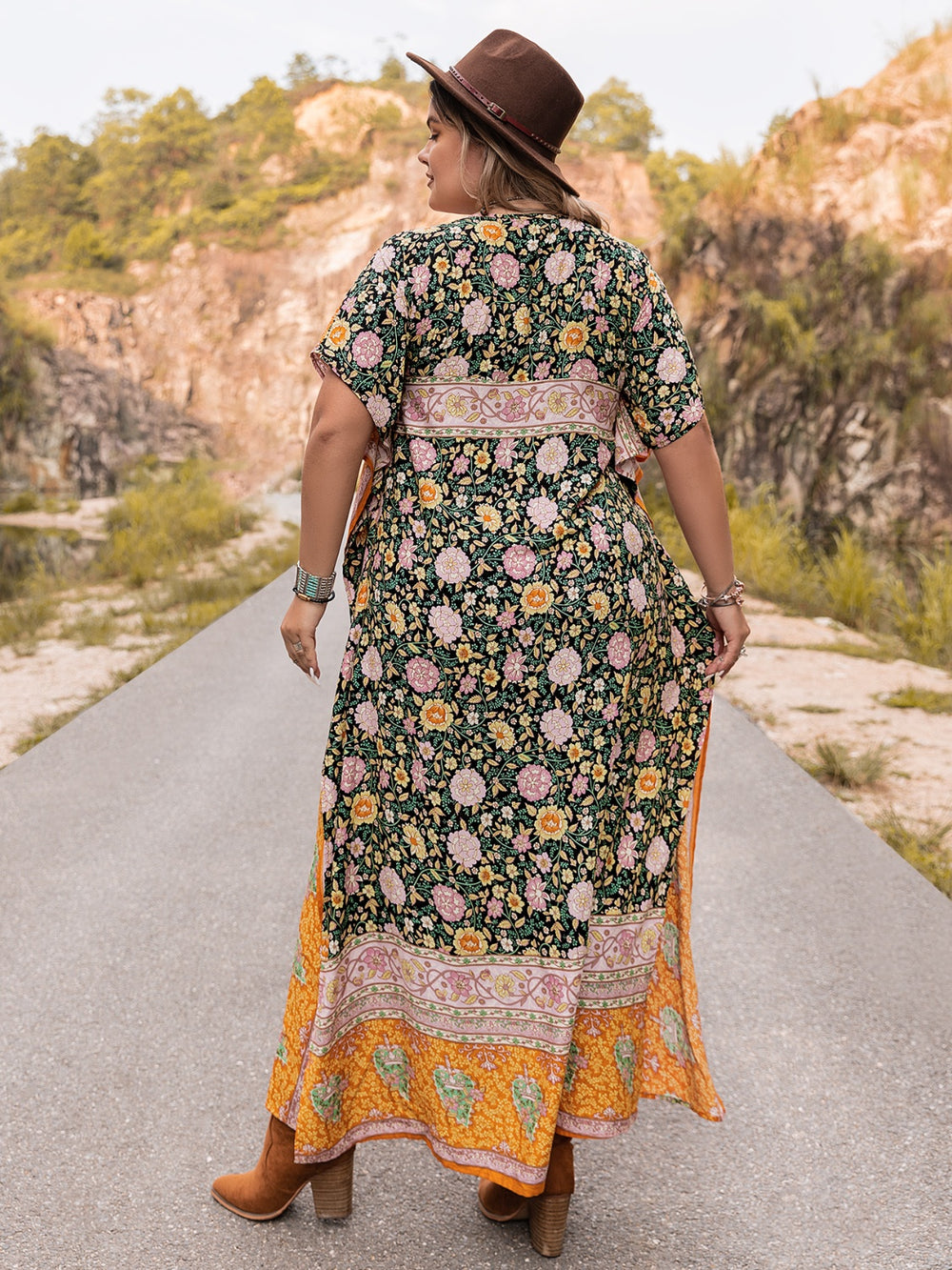 Plus Size Tie Neck Maxi Dress-Teresa's Fashionista LLC