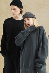 Men's Side Slit Round Neck Long Sleeve Sweatshirt