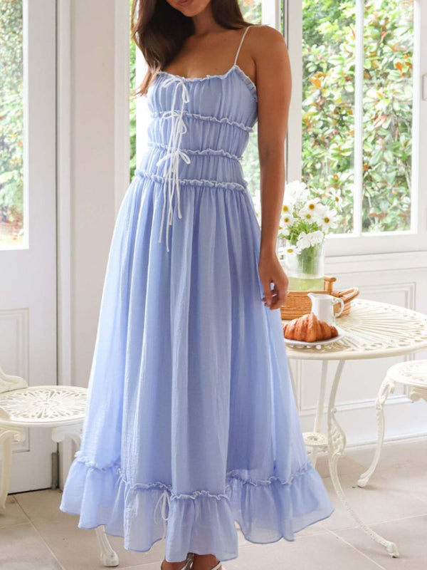 Devine Frill Ruffled Hem Midi Cami Dress - Teresa's Fashionista LLC