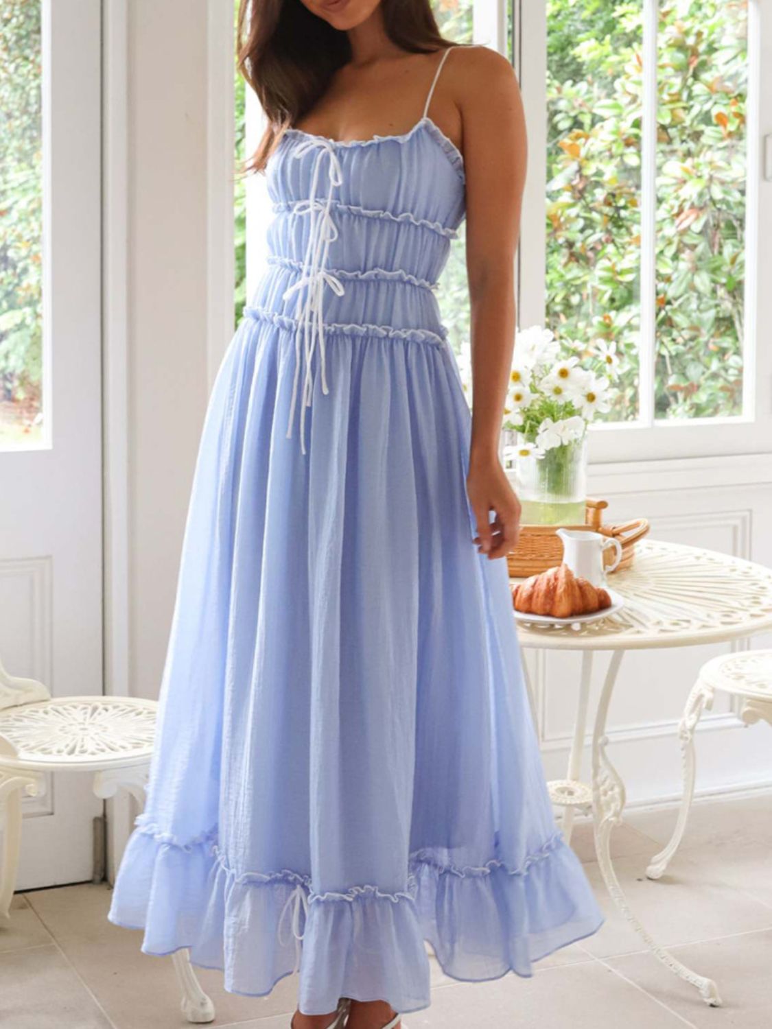 Devine Frill Ruffled Hem Midi Cami Dress - Teresa's Fashionista LLC