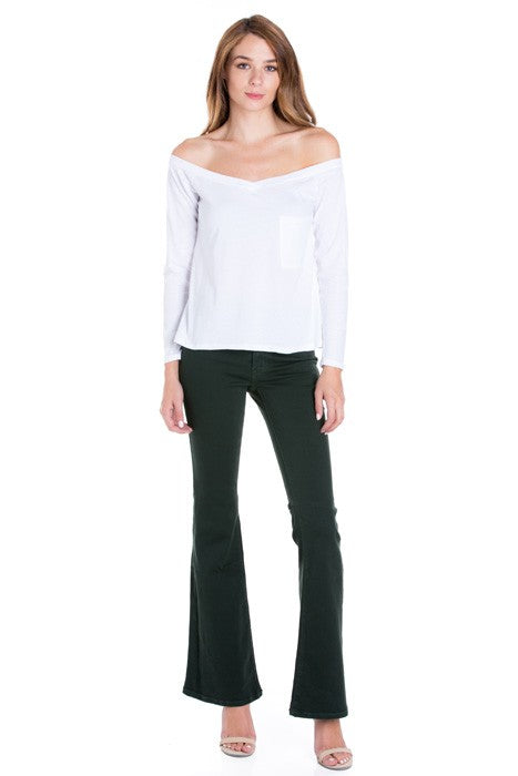 high waist flare denim pants chocolate - Teresa's Fashionista LLC