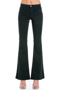 high waist flare denim pants chocolate - Teresa's Fashionista LLC