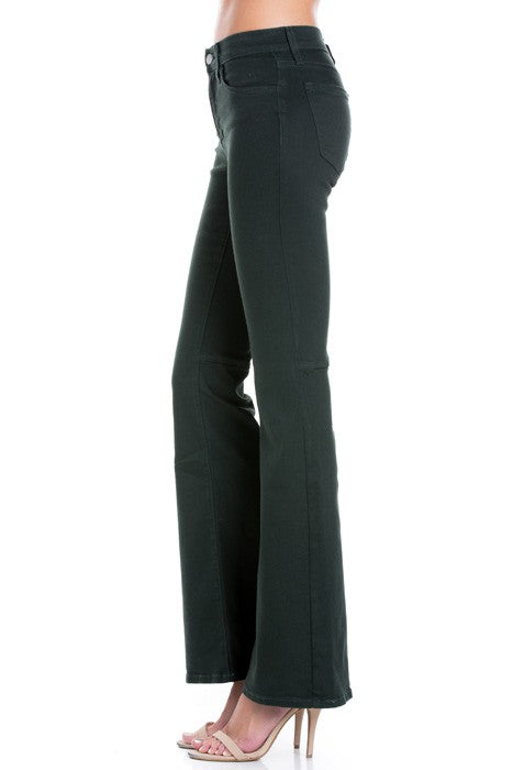 high waist flare denim pants chocolate - Teresa's Fashionista LLC