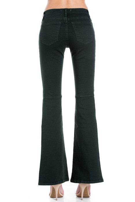 high waist flare denim pants chocolate - Teresa's Fashionista LLC