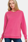 Zenana Full Size Pigment Dyed French Terry Sweatshirt - Teresa's Fashionista LLC