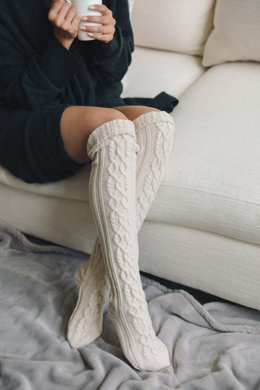 Knee High Cable Knit Socks-Teresa's Fashionista LLC