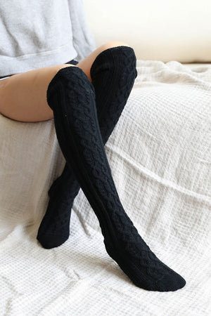 Knee High Cable Knit Socks-Teresa's Fashionista LLC