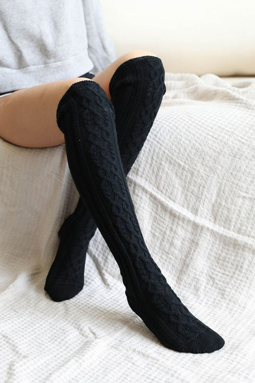 Knee High Cable Knit Socks-Teresa's Fashionista LLC
