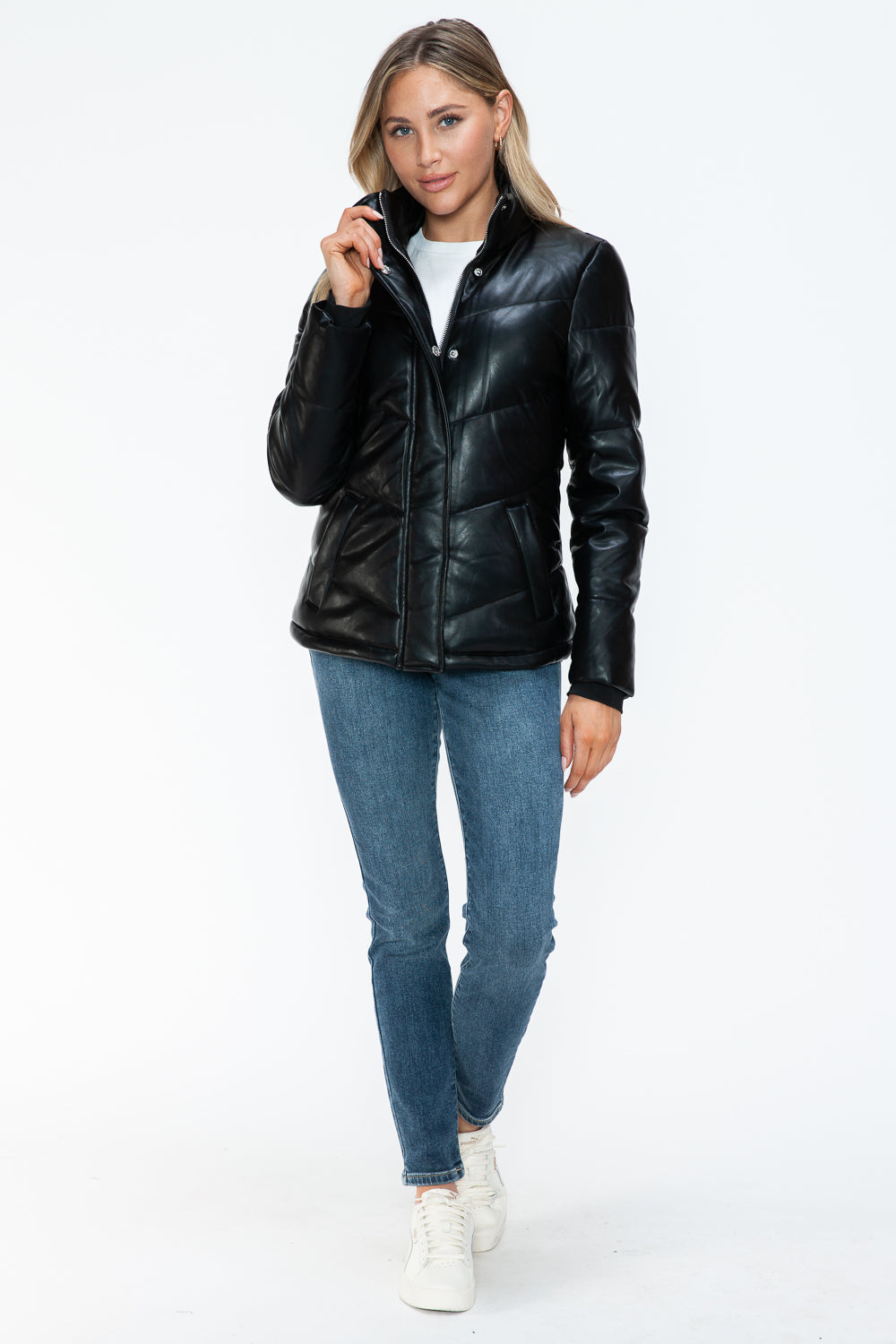 Snobbish Pocketed Zip Up Turtleneck Puffer Jacket - Teresa's Fashionista LLC