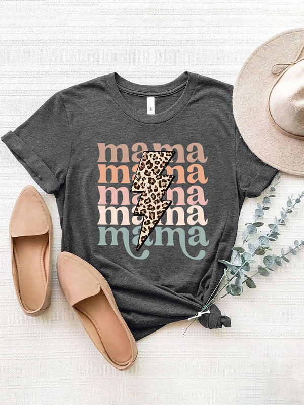 MAMA Round Neck Short Sleeve T-Shirt-Teresa's Fashionista LLC