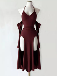 Halter Neck High-Slit Bodycon Dress