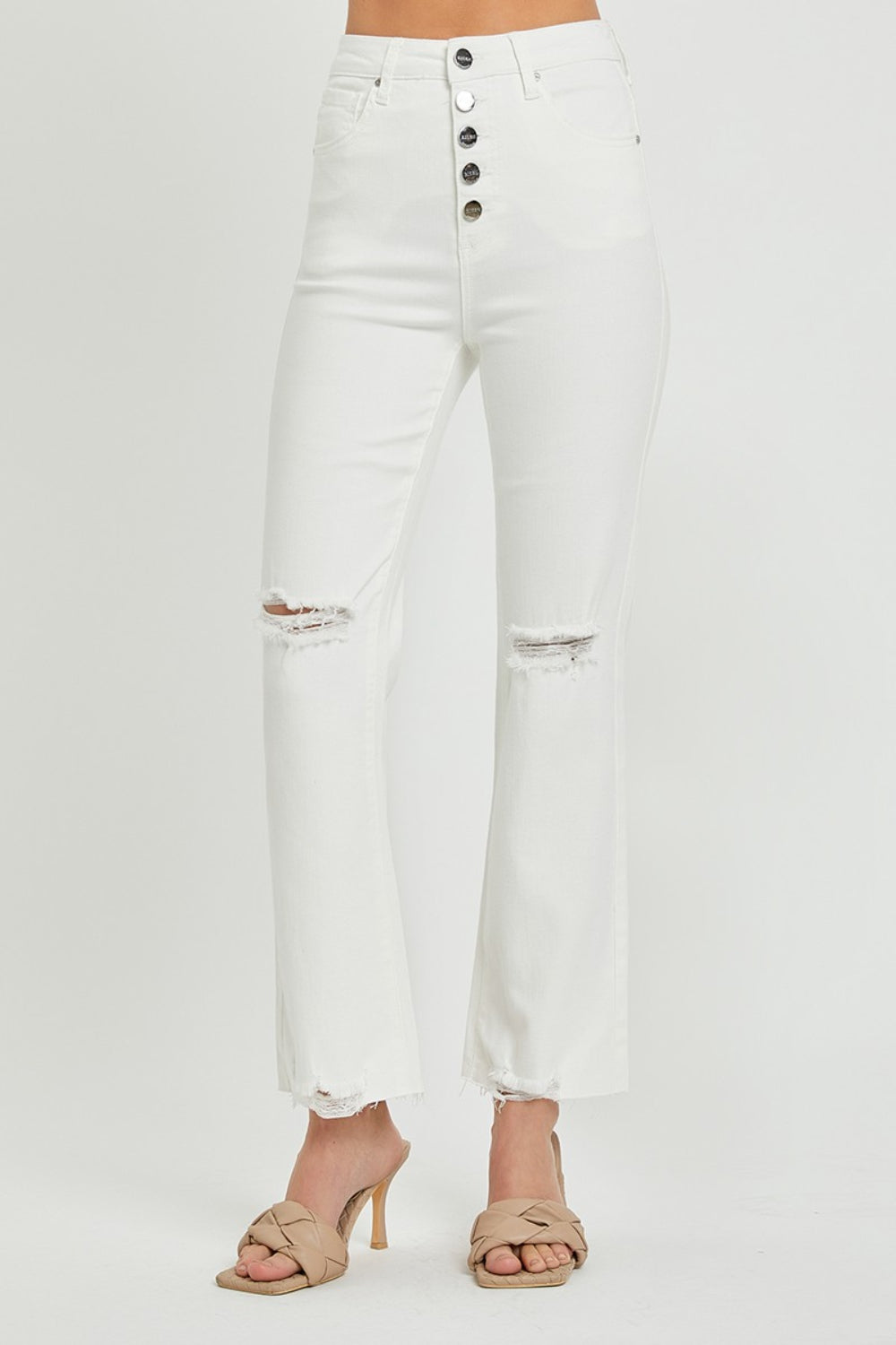 RISEN  Full Size High Rise Button Fly Straight Ankle Jeans - Teresa's Fashionista LLC