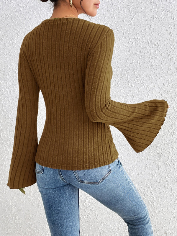 Round Neck Flare Sleeve T-Shirt-Teresa's Fashionista LLC