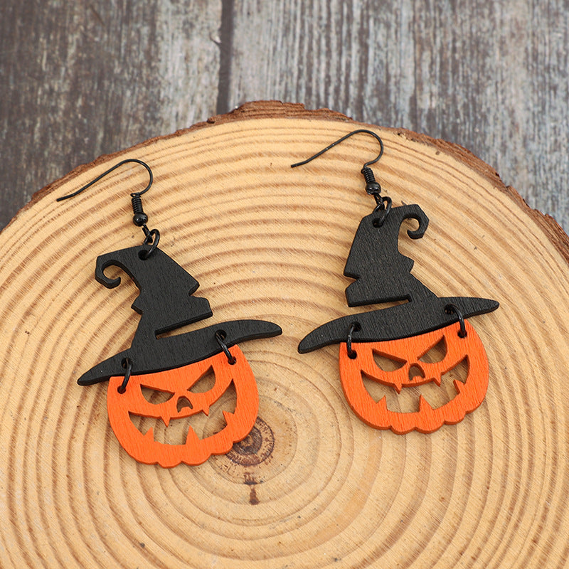 Wooden Pumpkin Shape Earrings - Teresa's Fashionista LLC