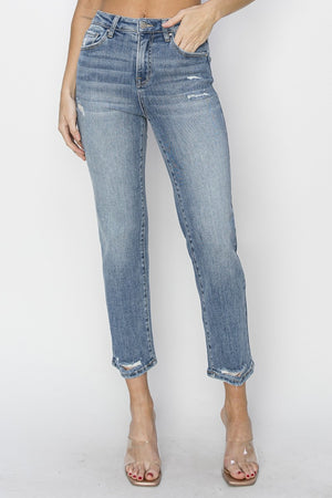 RISEN Full Size High Waist Distressed Cropped Jeans - Teresa's Fashionista LLC