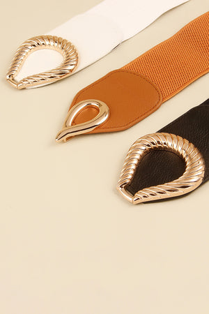 Ribbed Alloy Buckle Elastic Belt-Teresa's Fashionista LLC