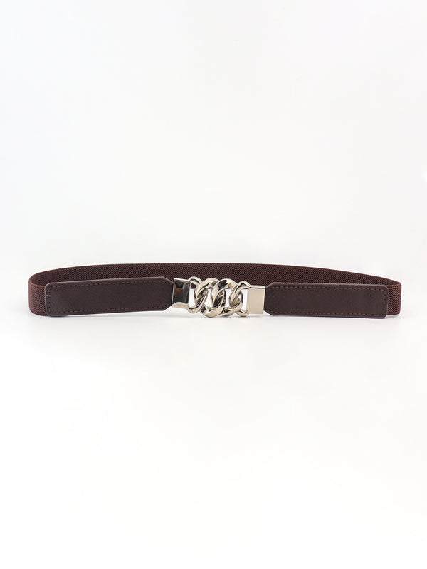 Zinc Alloy Buckle Elastic PU Belt-Teresa's Fashionista LLC