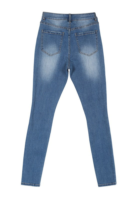 Dark wash distressed skinny jeans - Teresa's Fashionista LLC