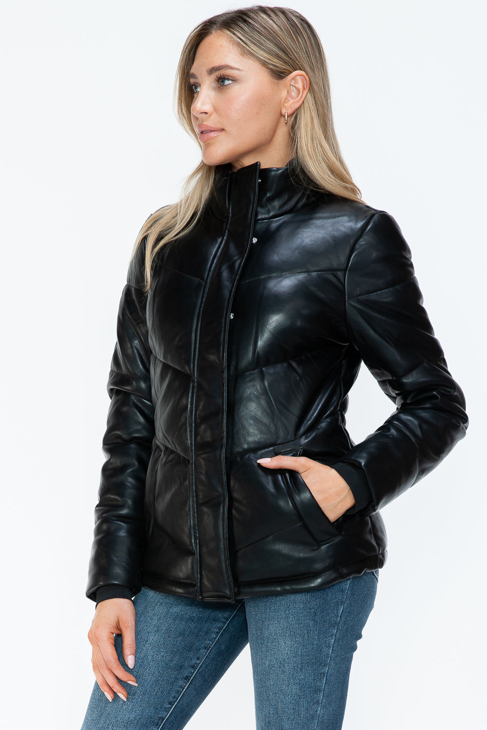 Snobbish Pocketed Zip Up Turtleneck Puffer Jacket - Teresa's Fashionista LLC