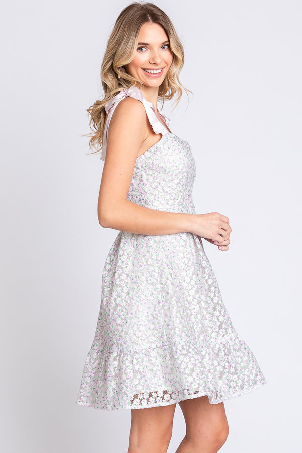 GeeGee Mesh Floral Embroidered Sleeveless Dress-Teresa's Fashionista LLC