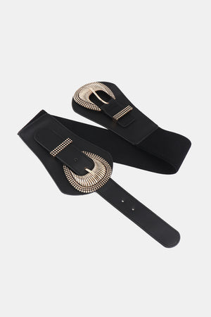 Shell Double Buckle Elastic Wide Belt-Teresa's Fashionista LLC