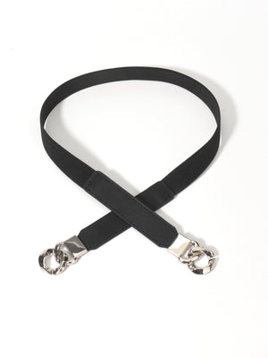 Zinc Alloy Buckle Elastic PU Belt-Teresa's Fashionista LLC