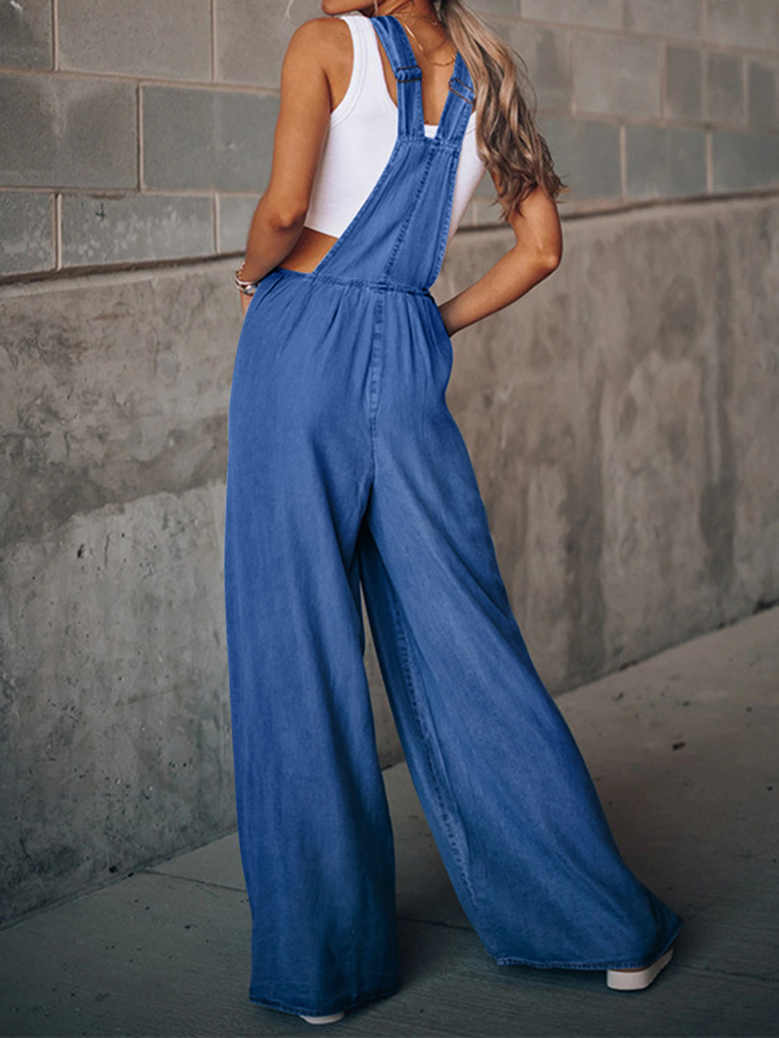 Distressed Wide Leg Denim Overalls - Teresa's Fashionista LLC