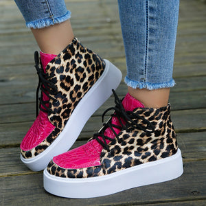 PU Leather Leopard Platform Sneakers-Teresa's Fashionista LLC
