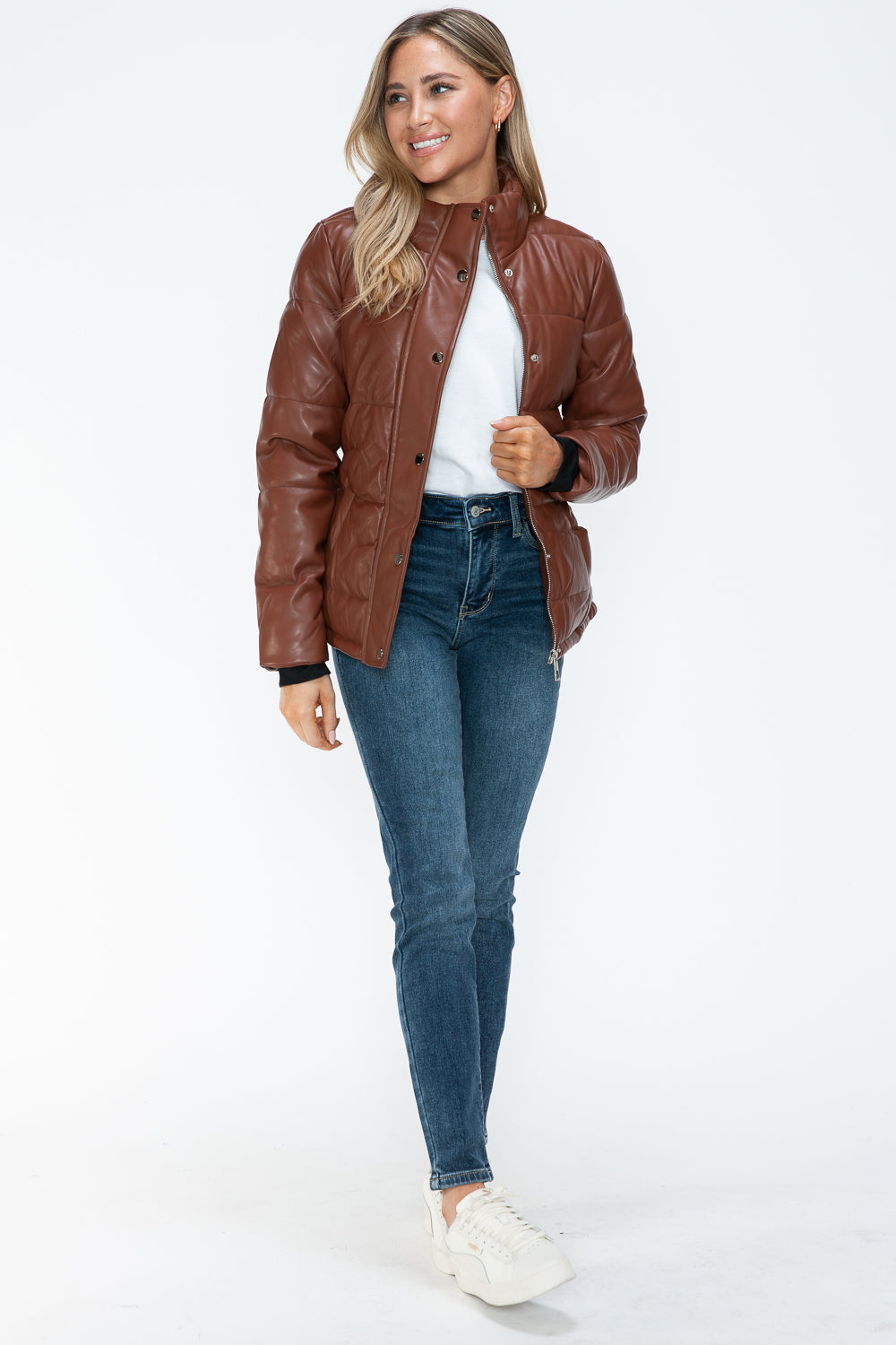 YMI Pocketed Zip Up Turtleneck Puffer Jacket - Teresa's Fashionista LLC