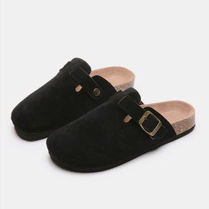 Suede Closed Toe Buckle Slide-Teresa's Fashionista LLC