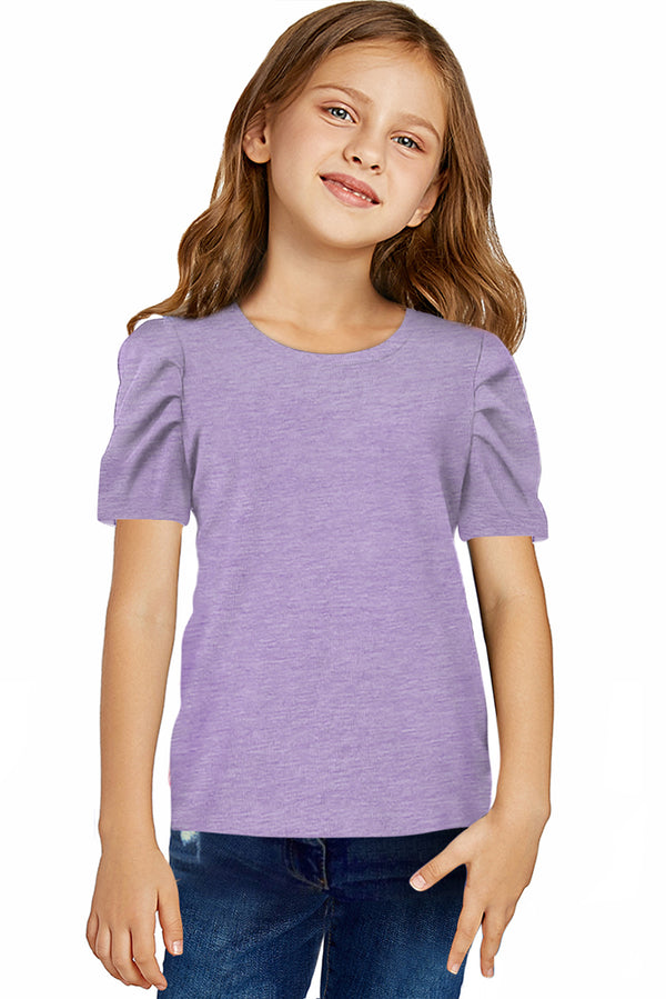 Round Neck Puff Sleeve T-Shirt-Teresa's Fashionista LLC