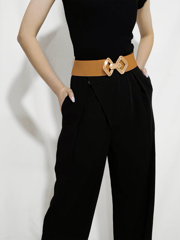 Geometric Buckle Elastic Wide Belt-Teresa's Fashionista LLC