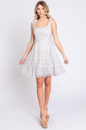 GeeGee Mesh Floral Embroidered Sleeveless Dress-Teresa's Fashionista LLC