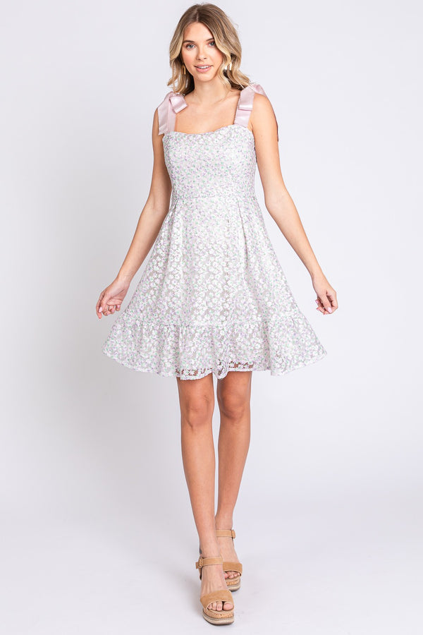 GeeGee Mesh Floral Embroidered Sleeveless Dress-Teresa's Fashionista LLC