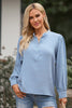 Half Button Puff Sleeve Blouse-Teresa's Fashionista LLC