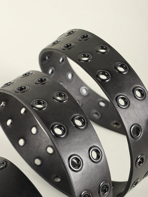 Grommet PU Leather Belt-Teresa's Fashionista LLC