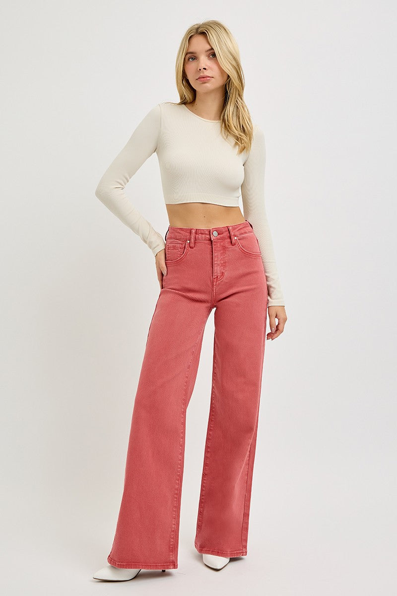 RISEN Full Size High Rise Tummy Control Wide Leg Jeans - Teresa's Fashionista LLC